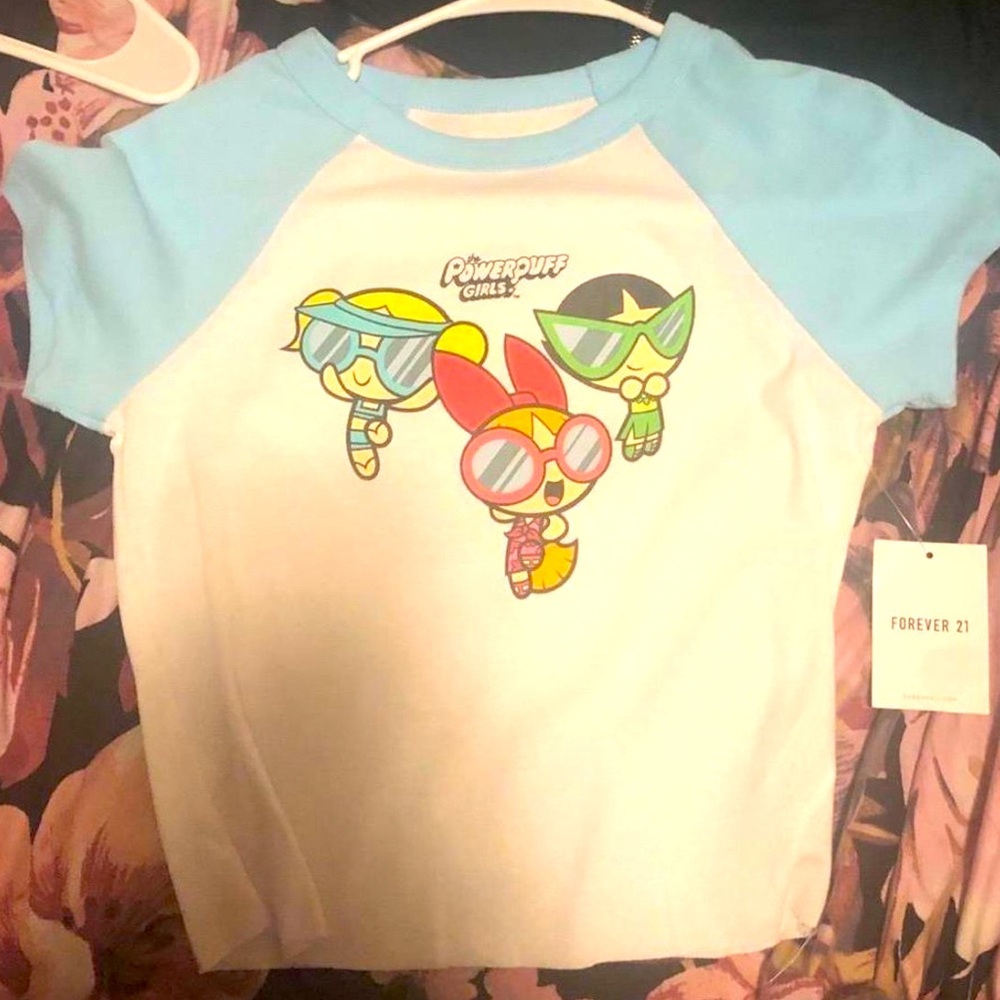 Powerpuff Girls Raglan Crop Top Tee | FOREVER 21 | Size Small | BRAND NEW W TAGS